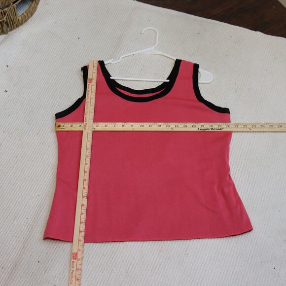 Pink Tank Top with Black Trim Women’s Size M - Picture 3 of 3